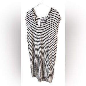 Kona sol black & white hooded swimsuit cover up nautical beachy cruise Swimcore